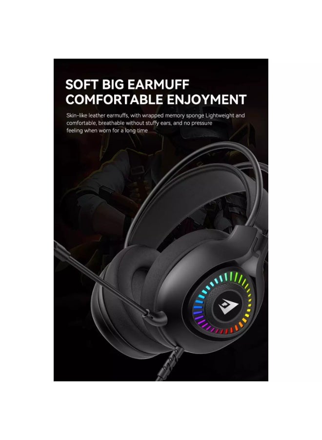 JERTECH HG01 SCOUT USB RGB Gaming Headset with 7.1 Surround Sound, 50mm Drivers, Noise Isolating Microphone, Wired Headphones for PC and Laptop - Image 4